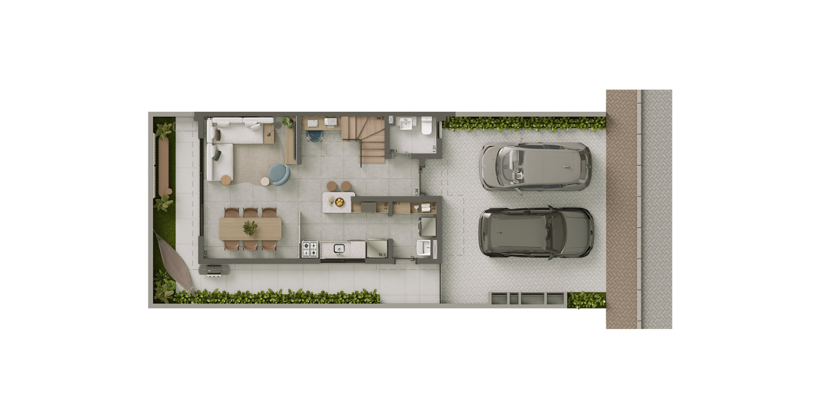 Planta da casa de 3 dormitórios e 92 metros quadrados